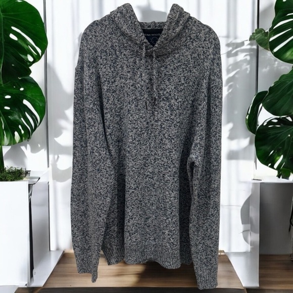 NEW Even Tide Rami Mixed Rope Yarn Hooded Sweater Blue and White Men's Size XXL - Picture 1 of 11